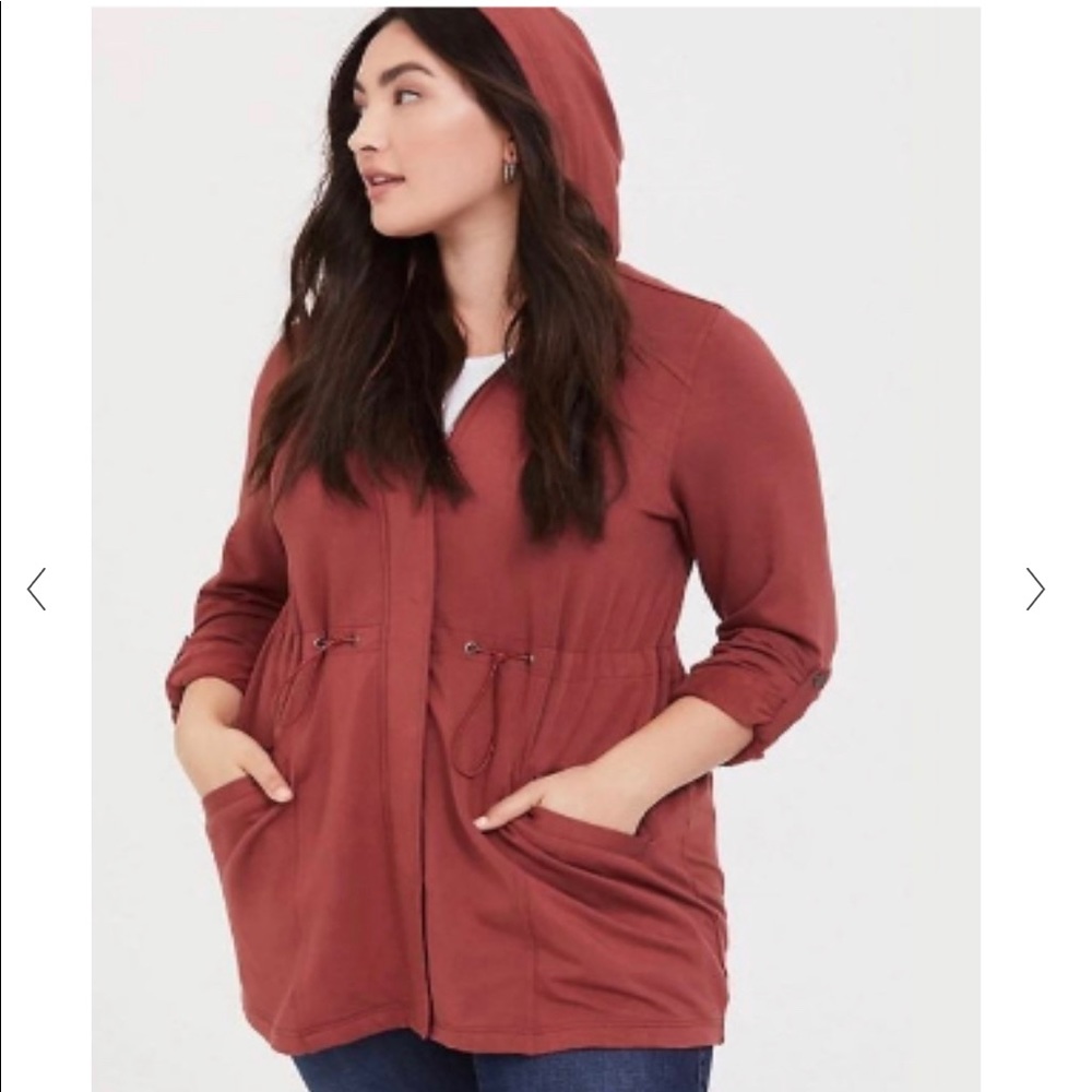 Torrid Brick Red Fleece Hooded Anorak